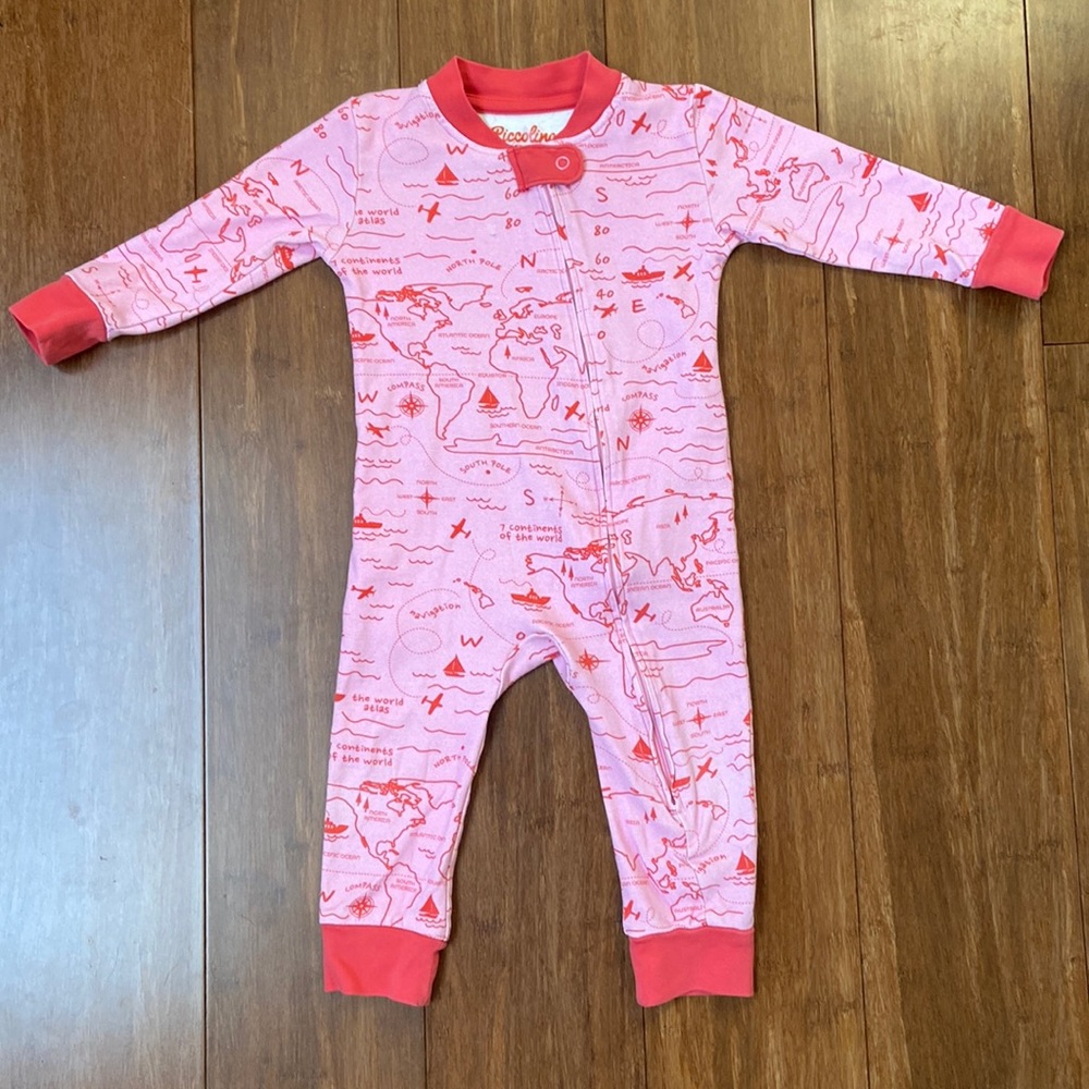 Piccolina Cartography Print Footless Pajamas